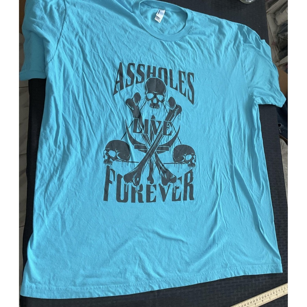 A$$holes Live Forever‎ Shirt Mens 3XL Blue Gildan Funny Skull Graphic Tee
